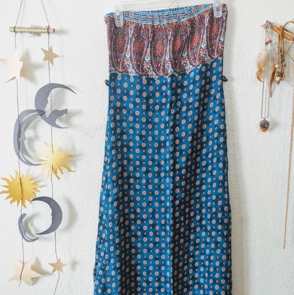Bohemian Long Strapless Dress